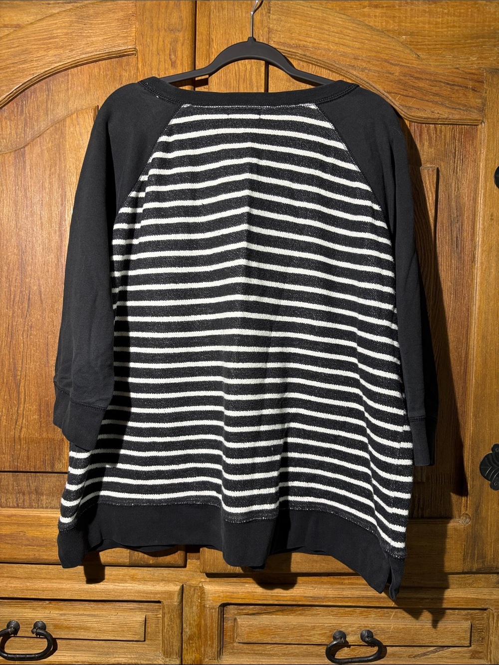 Ralph Lauren Black and White Striped Raglan Sweatshirt with Zip - Picture 3 of 10